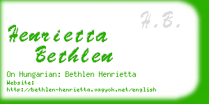 henrietta bethlen business card